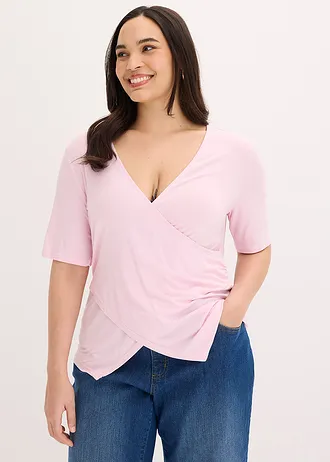 T-shirt doux en viscose extensible, Couleur: rose cristal