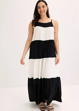 Robe douce en jersey viscose, Couleur: noir-écru