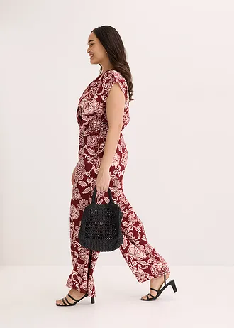 Combinaison, Couleur: rouge rubis-rose clair floral