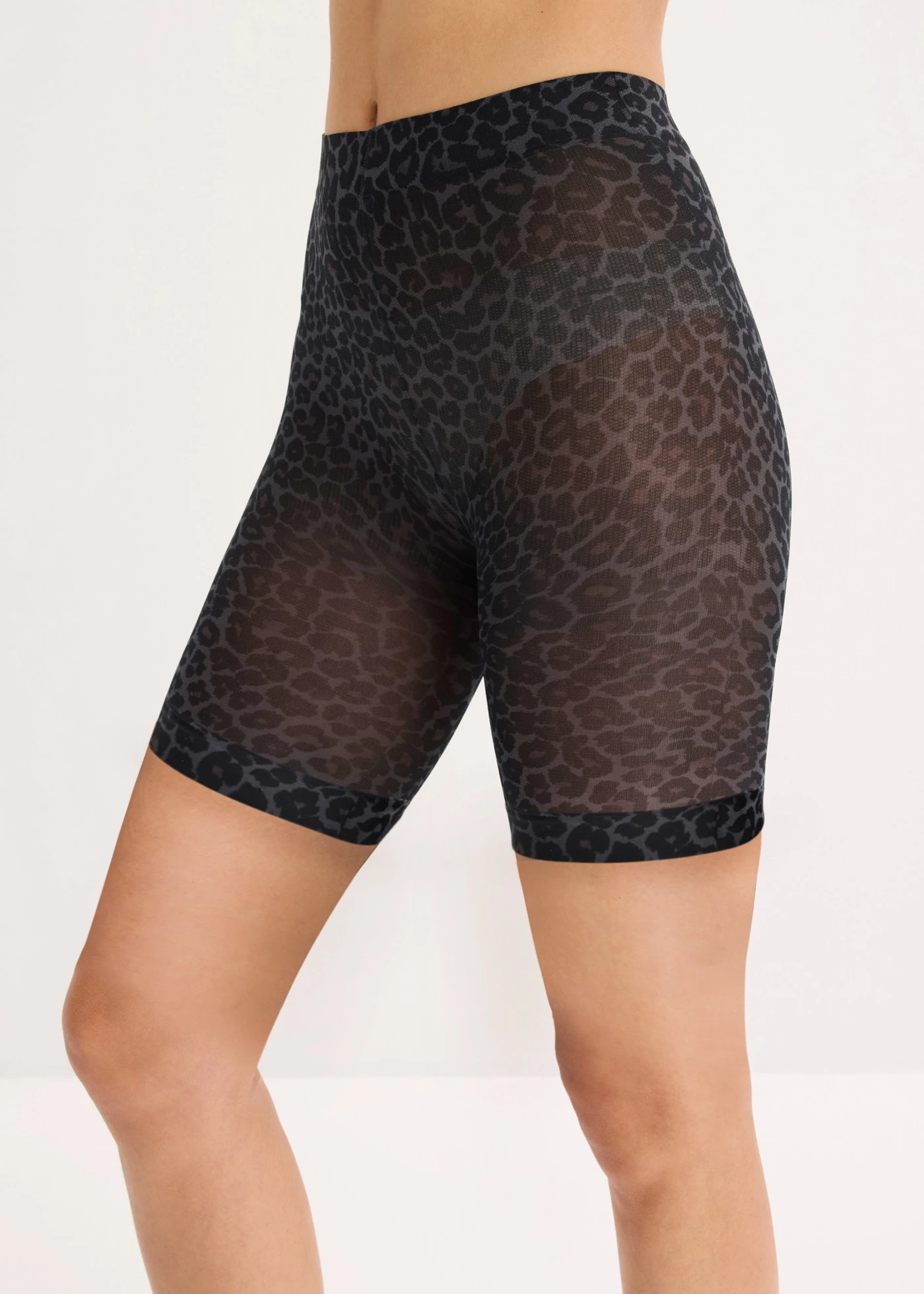 Lot de 2 cyclistes anti-frottement 70 den • gris foncé-noir léopard + noir • Boutique bonprix