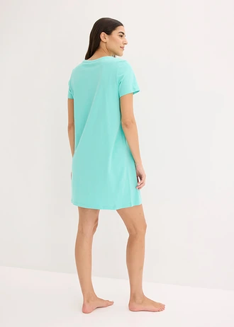 Kort nachthemd van puur katoen • Pacifisch groen met print • bonprix online shop