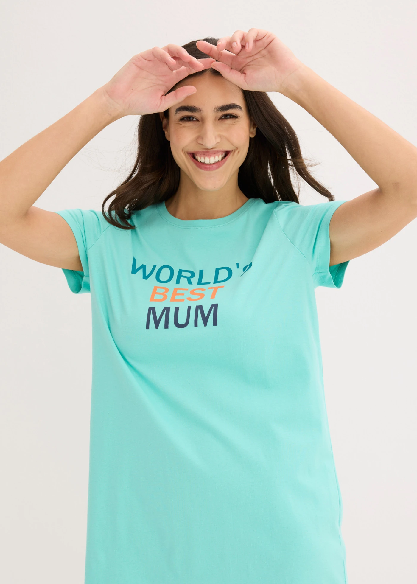 Chemise de nuit courte 100% coton • vert pacifique imprimé • Boutique bonprix