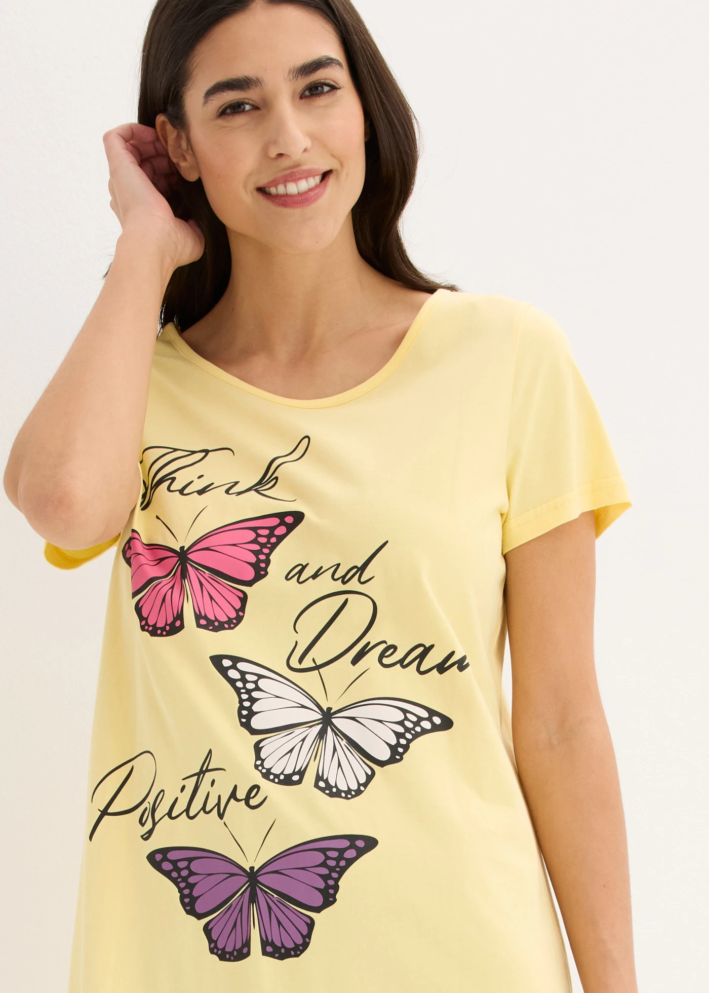 Chemise de nuit courte 100% coton • jaune clair • Boutique bonprix