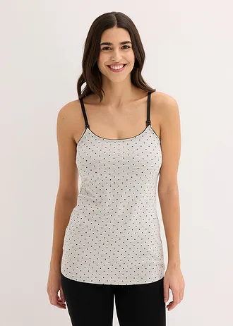 Lot de 2 débardeurs d’allaitement avec coton, Couleur: bleu foncé + gris clair chiné