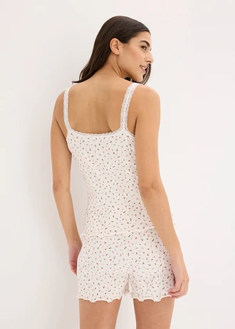 Pyjashort en matière côtelée • écru floral • Boutique bonprix