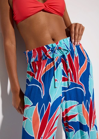 Pantaloni de plajă din viscoză fluidă • albastru floral • magazin bonprix