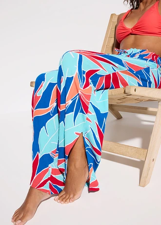 Pantaloni de plajă din viscoză fluidă • albastru floral • magazin bonprix