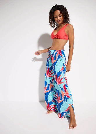 Pantaloni de plajă din viscoză fluidă • albastru floral • magazin bonprix