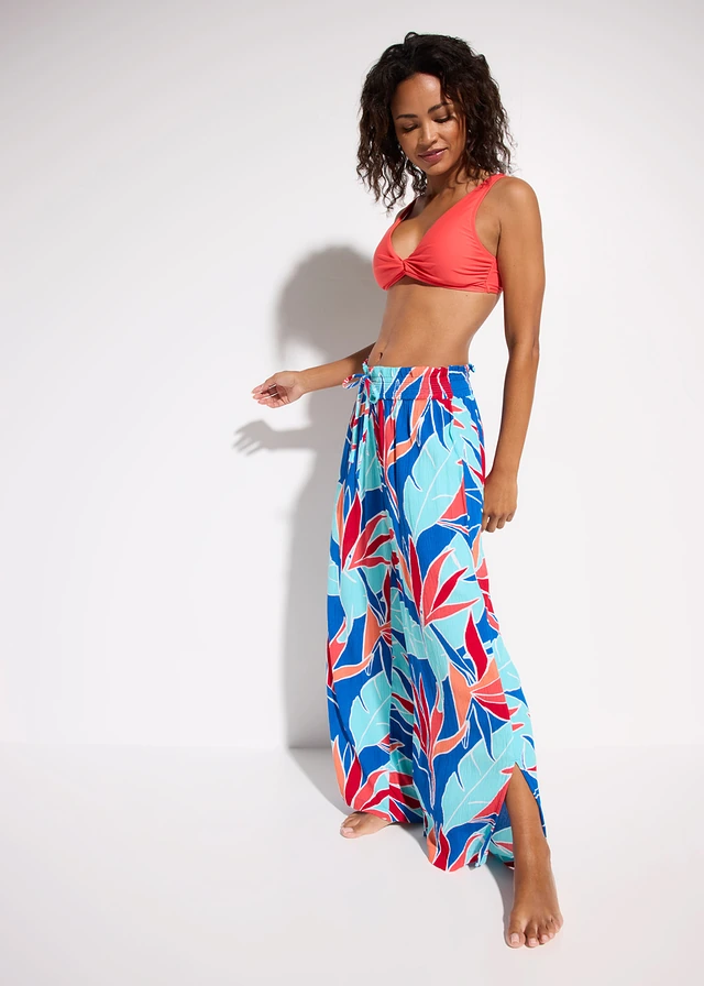 Pantalon de plage en viscose fluide • bleu floral • product-page.page-title-suffix