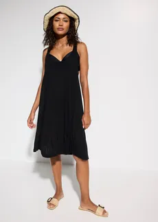 Robe de plage en viscose fluide, Couleur: noir