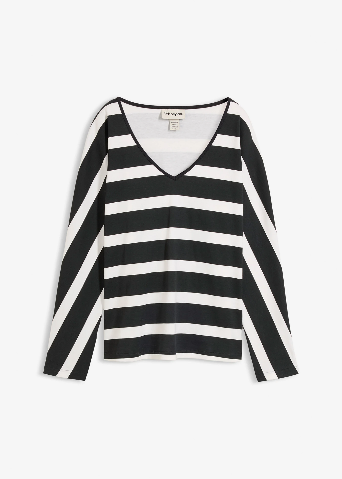 Longsleeve van puur biologisch katoen • zwart-wolwit gestreept • bonprix online shop