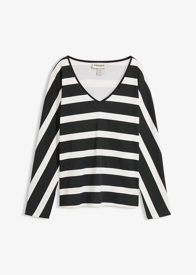 Longsleeve van puur biologisch katoen • zwart-wolwit gestreept • bonprix online shop