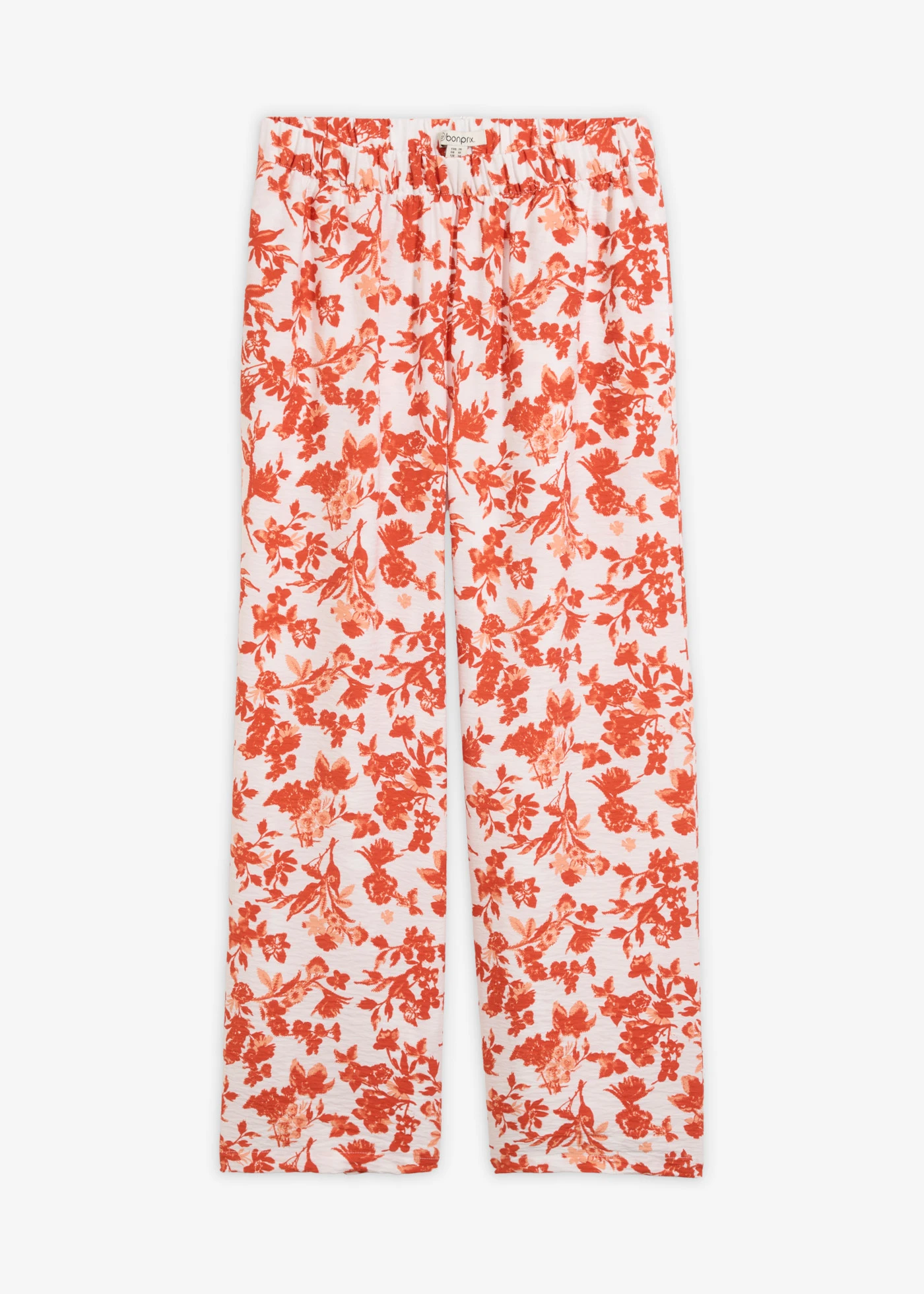 Pantaloni culotte din material fluid cu viscoză • alb/roșu-scorțișoară cu imprimeu • magazin bonprix