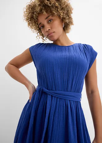 Midi jurk van katoen • donkerblauw • bonprix online shop