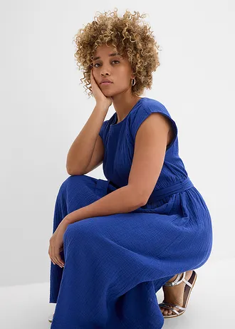 Midi jurk van katoen • donkerblauw • bonprix online shop