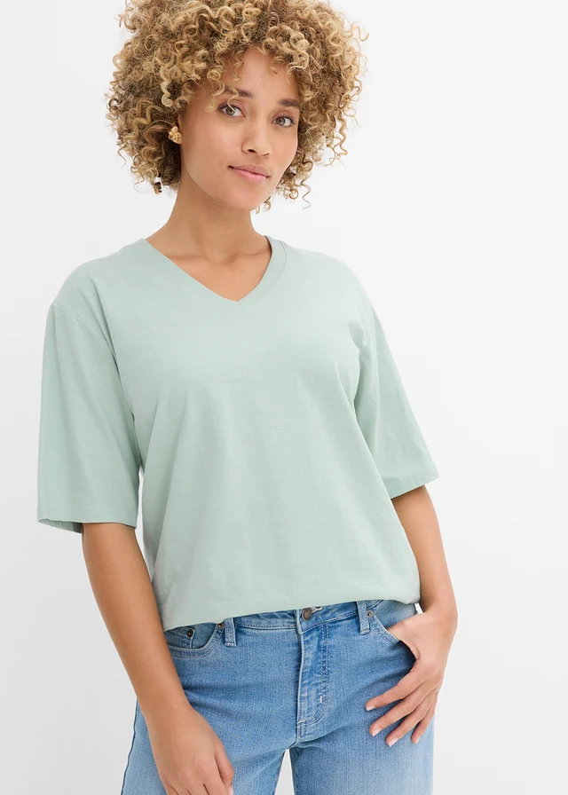Katoenen boxy shirt van slub garen (set van 2) • zwart-kristalmint • product-page.page-title-suffix