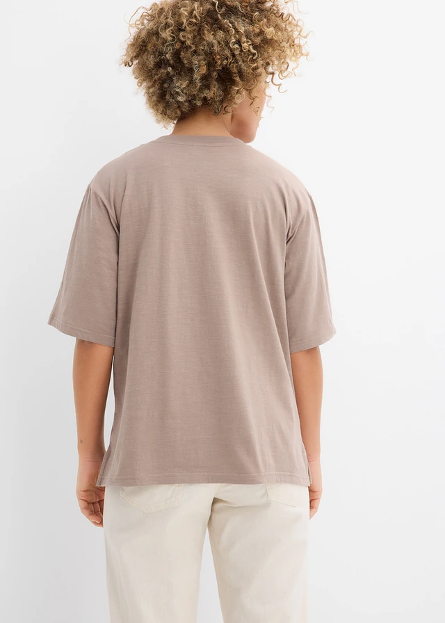 Lot de 2 T-shirts amples en fil flammé 100% coton • taupe-blanc • product-page.page-title-suffix