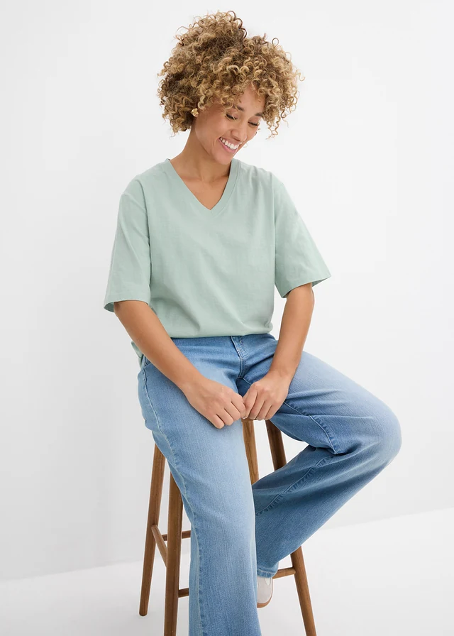 Katoenen boxy shirt van slub garen (set van 2) • zwart-kristalmint • product-page.page-title-suffix