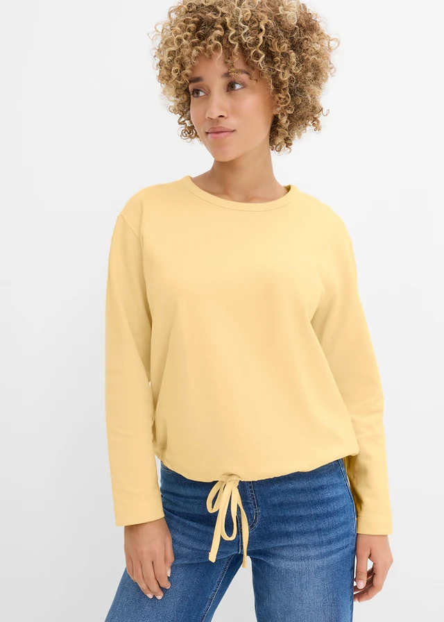 Sweater met biologisch katoen, Kleur: pastelgeel