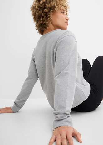 Bluza z bawełną organiczną • jasnoszary melanż • sklep bonprix