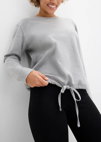 Bluză casual cu bumbac organic • gri deschis melanj • magazin bonprix