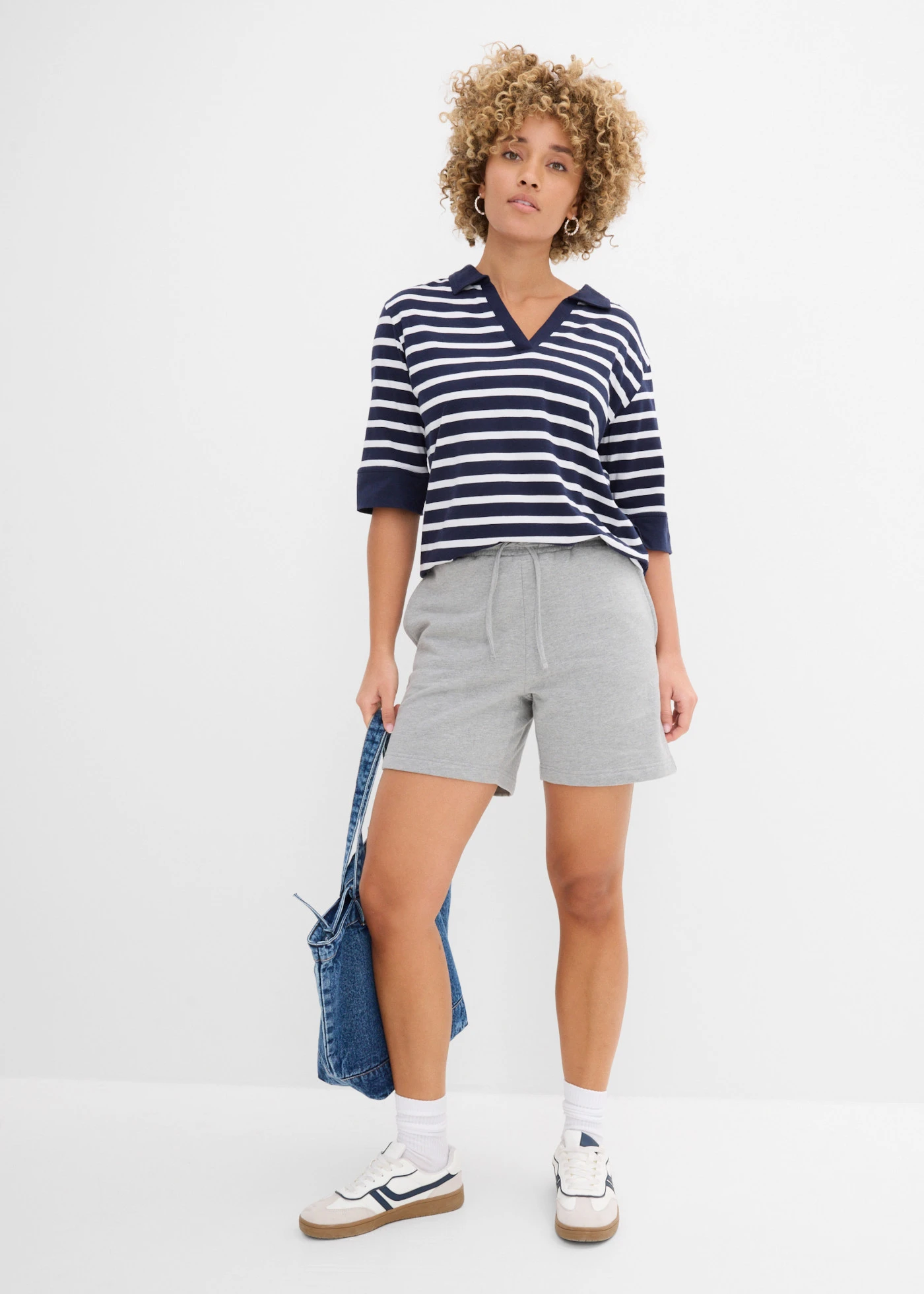 Sweat short met biologisch katoen • lichtgrijs gemêleerd • bonprix online shop