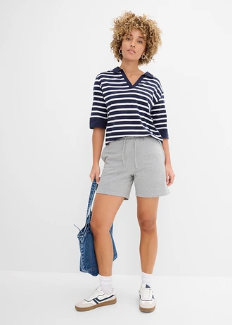 Pantaloni casual scurți cu bumbac organic • gri deschis melanj • magazin bonprix