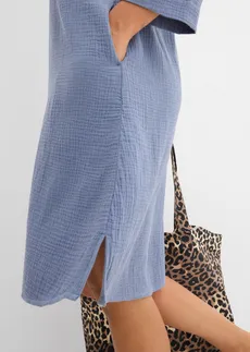 Robe-chemise en gaze de coton • bleu fumé • Boutique bonprix