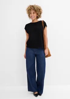 Oversized shirt in gebreide look • zwart • bonprix online shop