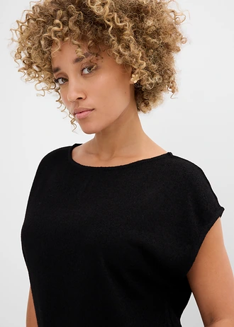 Bluză oversize cu aspect tricotat • negru • magazin bonprix