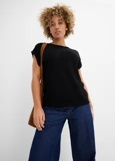 T-shirt oversize aspect maille • noir • Boutique bonprix