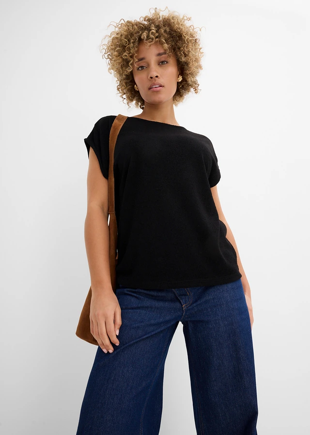 T-shirt oversize aspect maille • noir • product-page.page-title-suffix