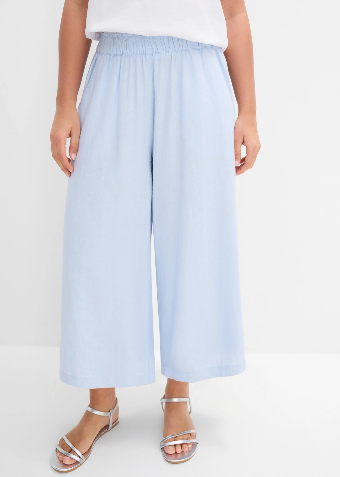 Palazzo broek van een linnen-mix • poederblauw • bonprix online shop