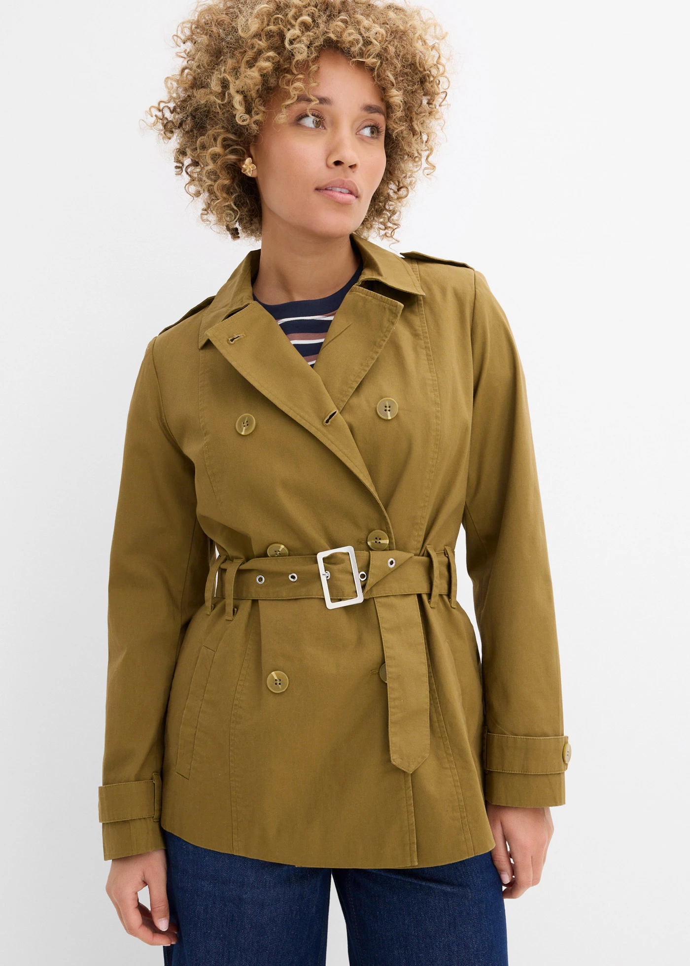 Korte trenchcoat • natuurgroen • bonprix online shop