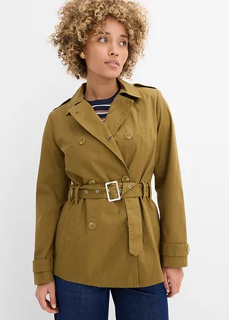 Korte trenchcoat, Kleur: natuurgroen