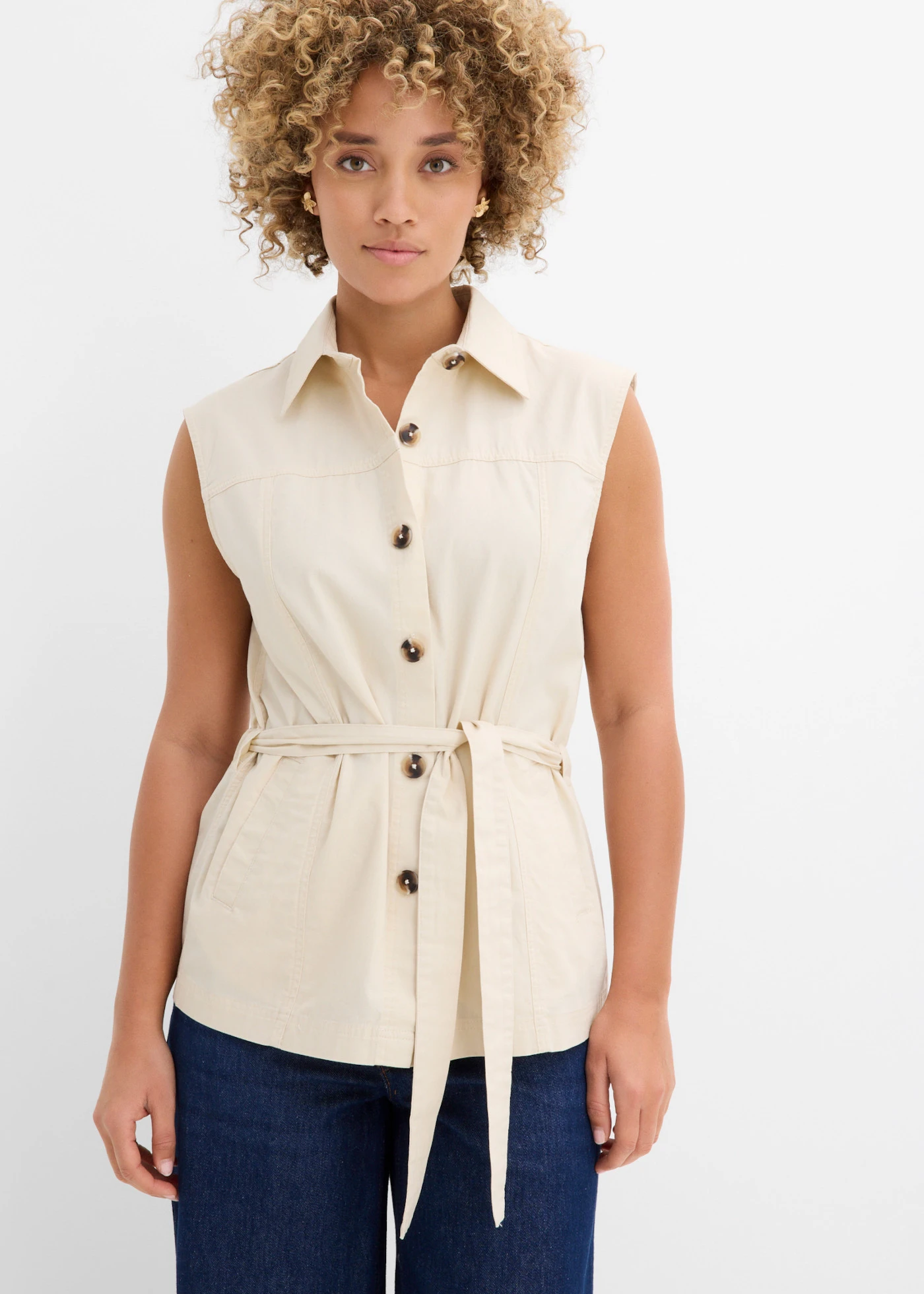 Gilet sans manches, 100% coton • beige galet • Boutique bonprix