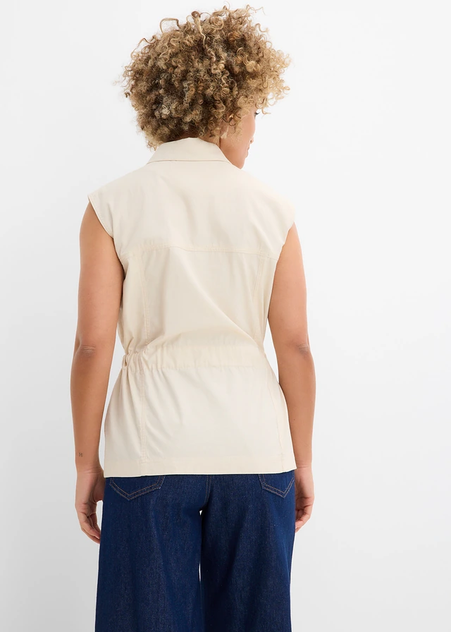 Vest met riem, van katoen, Kleur: kiezelgrijs
