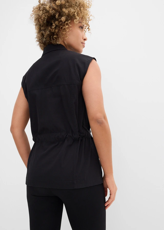 Vest met riem, van katoen • zwart • product-page.page-title-suffix