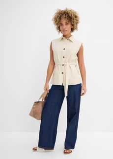 Vest met riem, van katoen, Kleur: kiezelgrijs