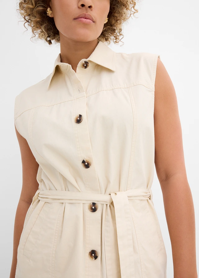 Vest met riem, van katoen • kiezelgrijs • product-page.page-title-suffix