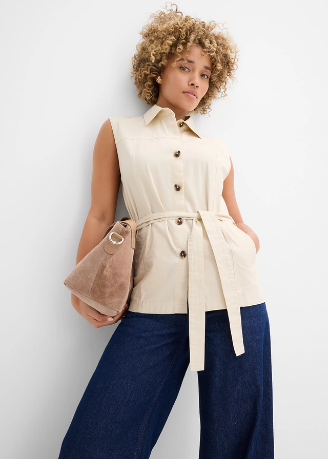 Gilet sans manches, 100% coton • beige galet • product-page.page-title-suffix