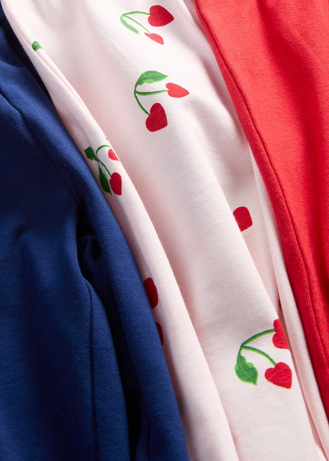 Lot de 3 leggings corsaire en coton extensible • rouge lave + bleu marine + rose clair • product-page.page-title-suffix