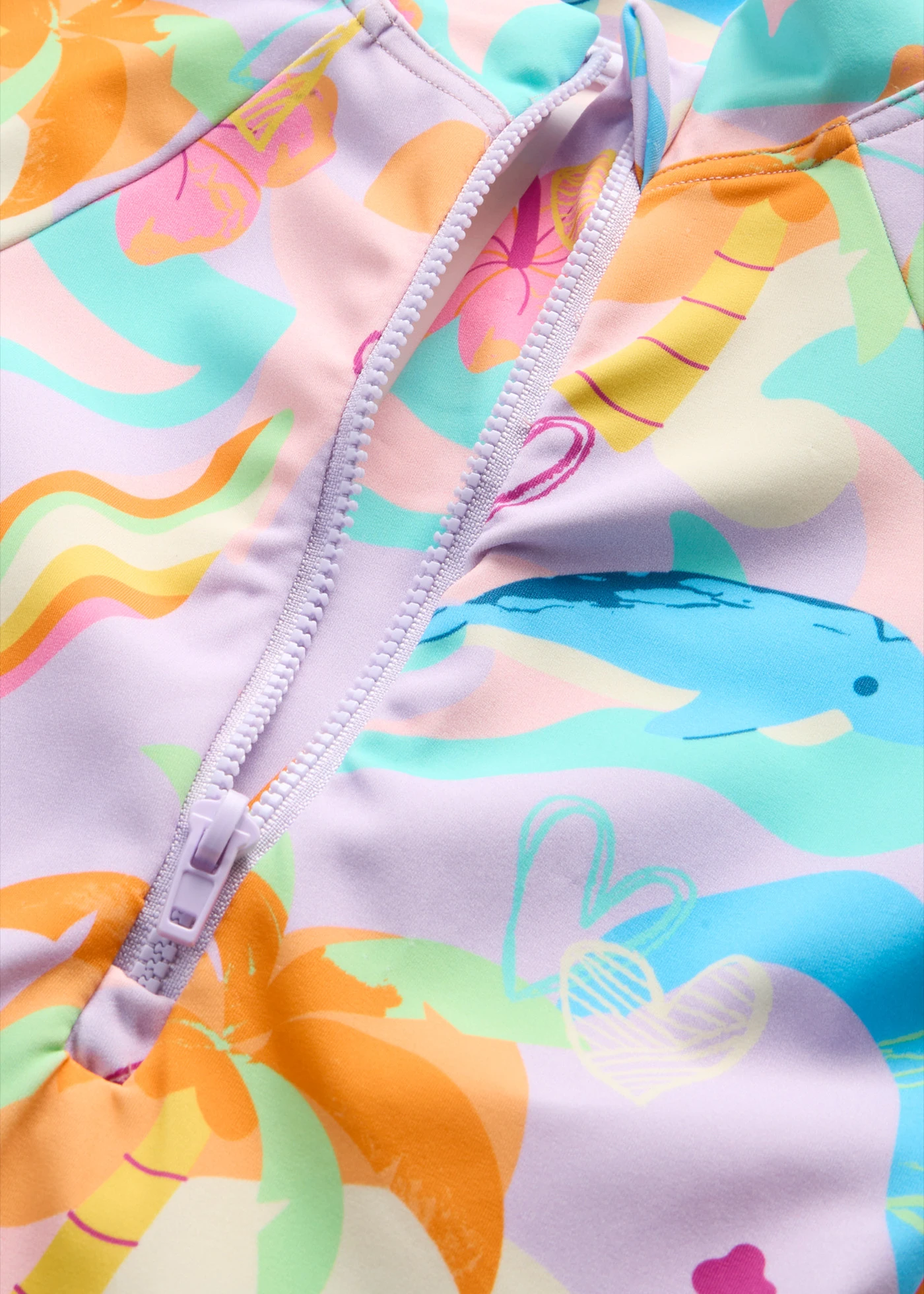 Salopetă de baie • liliachiu pastel cu imprimeu • magazin bonprix