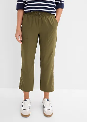 Spodnie trekkingowe z marszczeniem, szybko schnące • ciemnooliwkowy • sklep bonprix