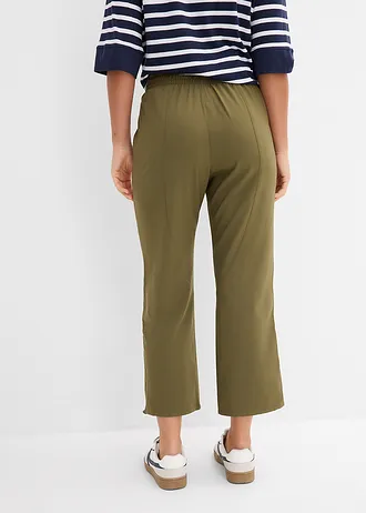 Sneldrogende outdoor broek met rijgkoordjes • donkerolijfgroen • bonprix online shop