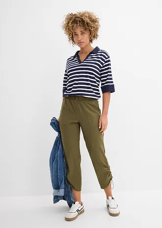 Spodnie trekkingowe z marszczeniem, szybko schnące • ciemnooliwkowy • sklep bonprix