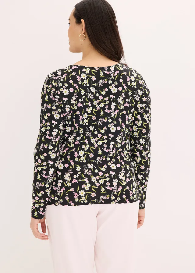 Longsleeve van katoenmix, Kleur: zwart