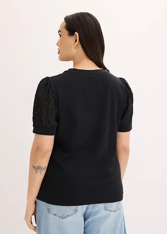 Shirt in een katoenmix, Kleur: zwart