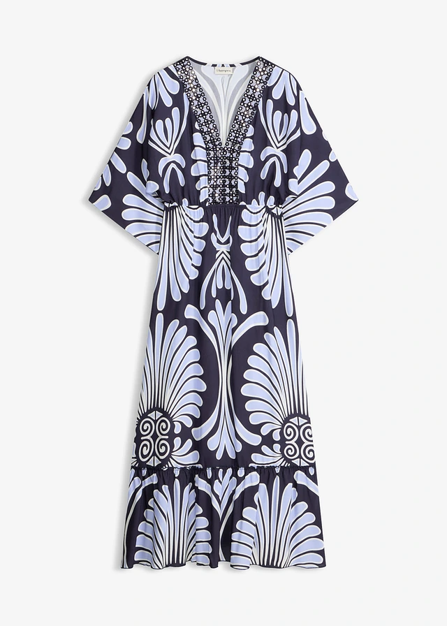 Rochie maxi din viscoză fluidă • bleumarin/bleu cu imprimeu • magazin bonprix