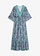 Maxi jurk van soepele viscose, Kleur: turkoois/paars met print